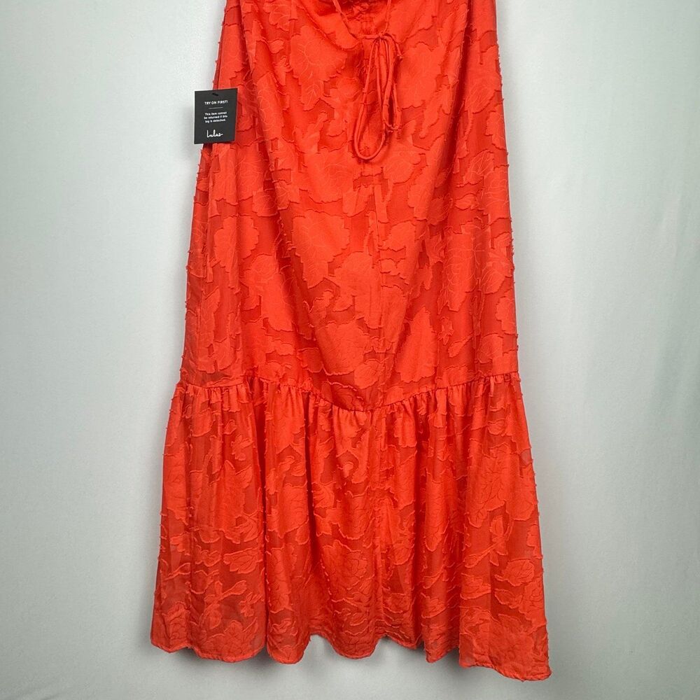 Lulus Touch of Elegance Coral Floral Burnout Halter Maxi Dress XL - Picture 10 of 10